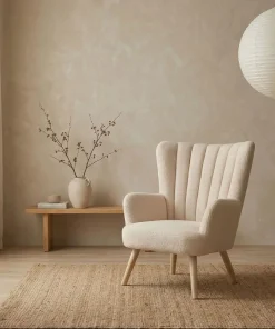 Fauteuil scandinave Vidal Tissu Bouclette Beige