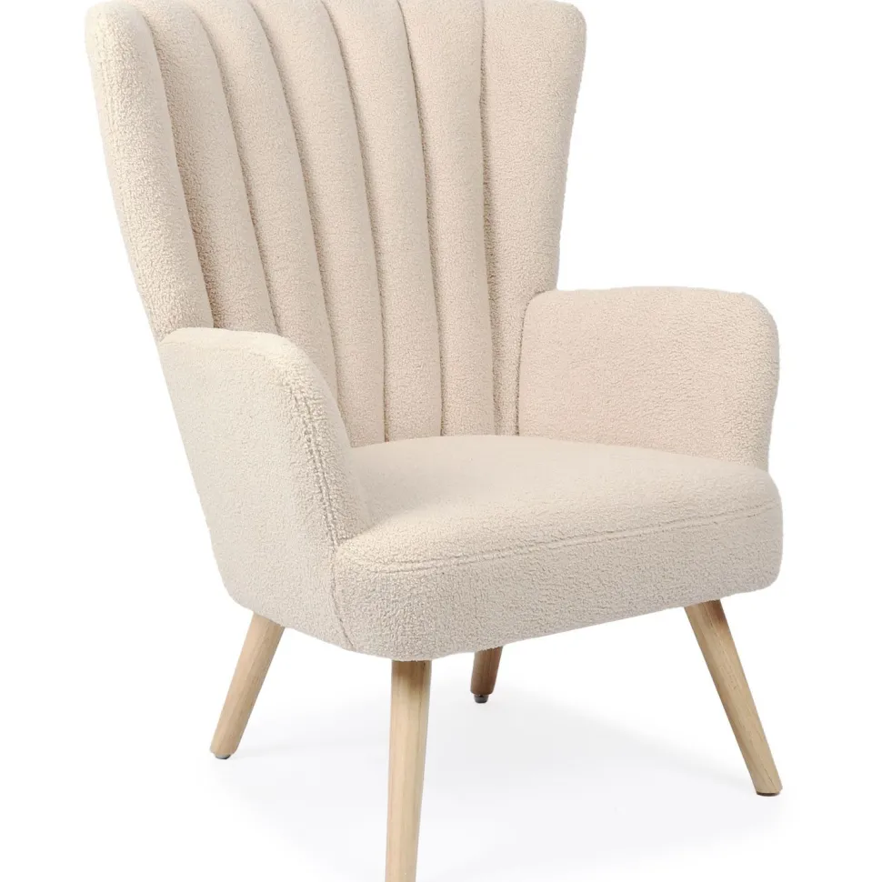 Fauteuil scandinave Vidal Tissu Bouclette Beige