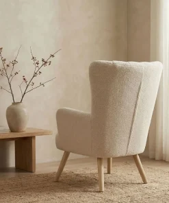Fauteuil scandinave Vidal Tissu Bouclette Beige