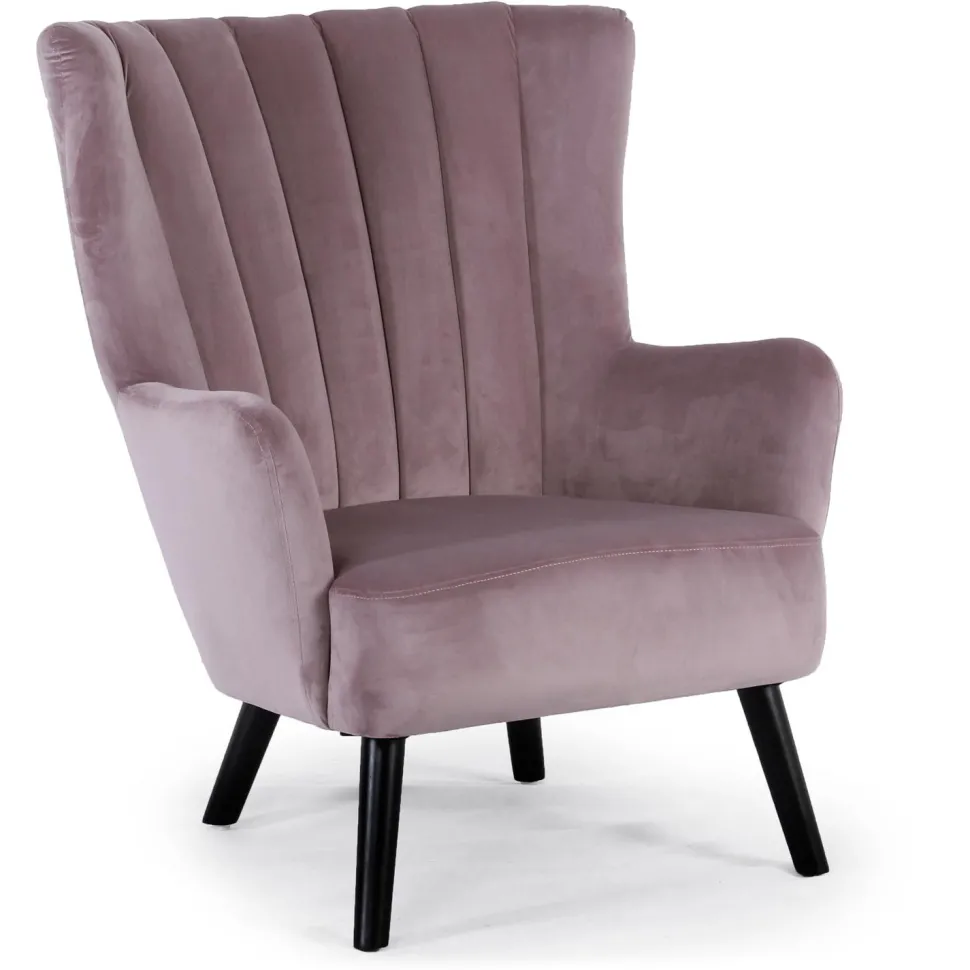 Fauteuil scandinave Vidal en Velours Rose