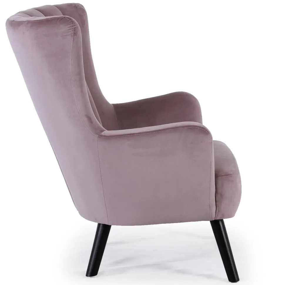 Fauteuil scandinave Vidal en Velours Rose