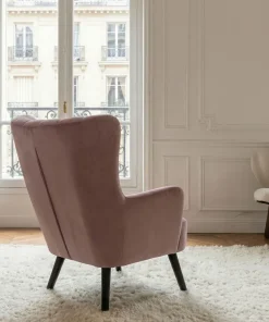 Fauteuil scandinave Vidal en Velours Rose