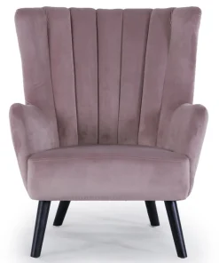 Fauteuil scandinave Vidal en Velours Rose