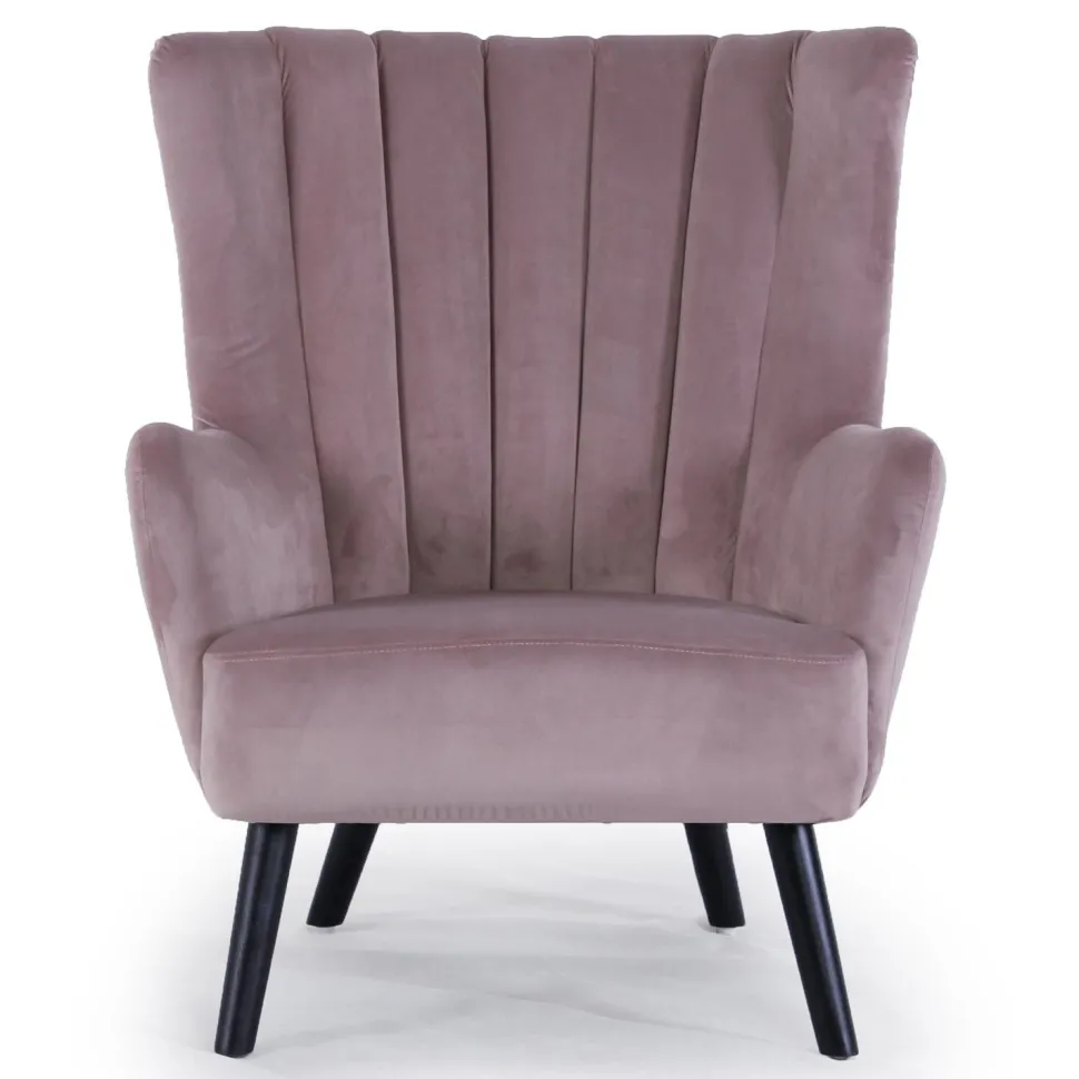 Fauteuil scandinave Vidal en Velours Rose