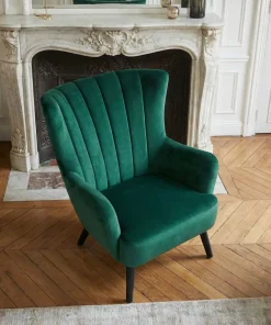 Fauteuil scandinave Vidal en Velours Vert