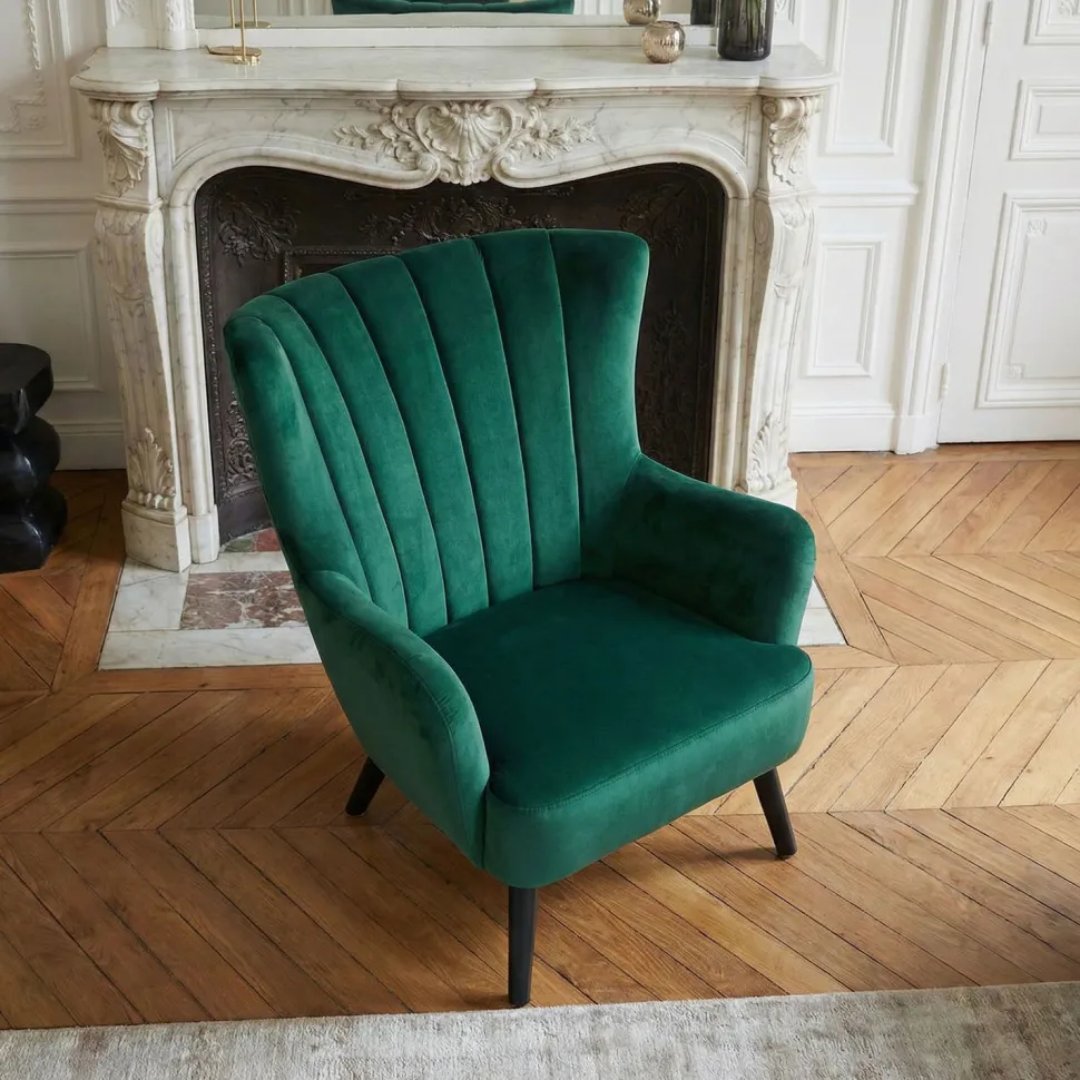Fauteuil scandinave Vidal en Velours Vert