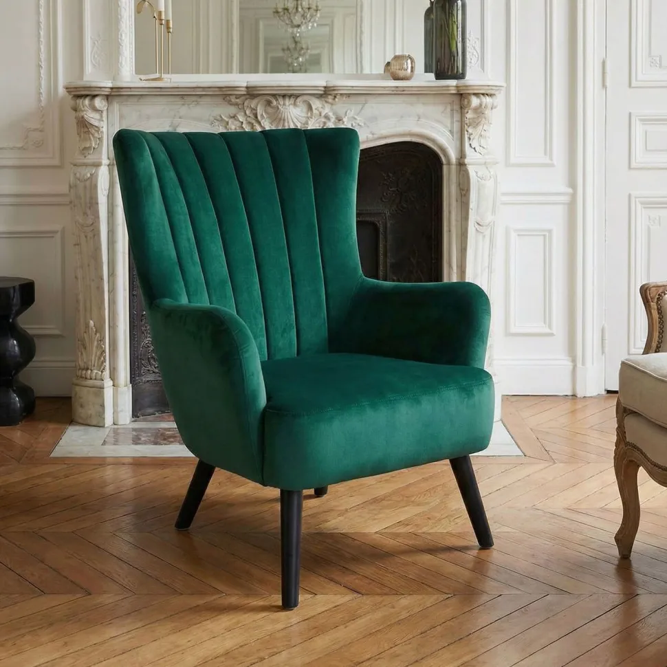 Fauteuil scandinave Vidal en Velours Vert