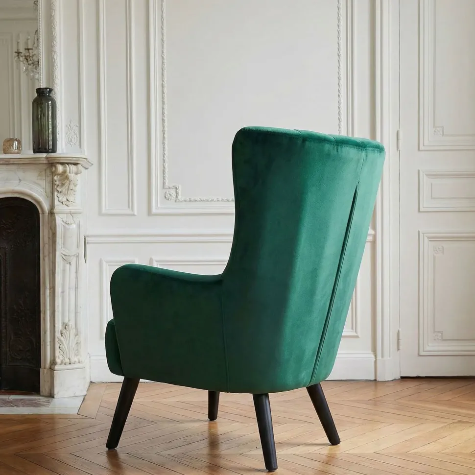 Fauteuil scandinave Vidal en Velours Vert