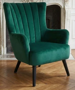 Fauteuil scandinave Vidal en Velours Vert