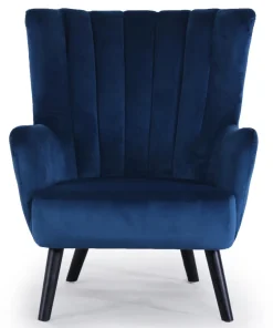 Fauteuil scandinave Vidal en Velours Bleu