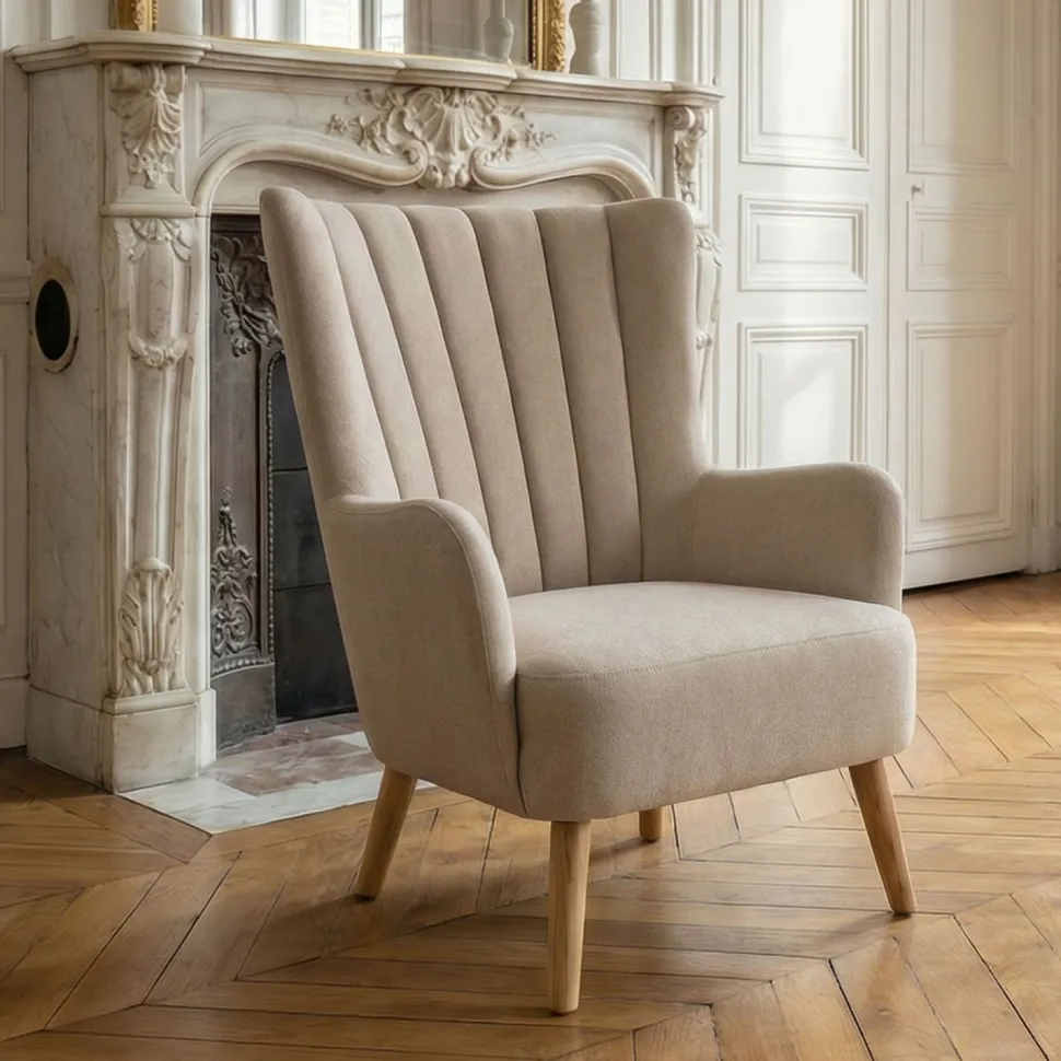 Fauteuil scandinave Vidal Beige