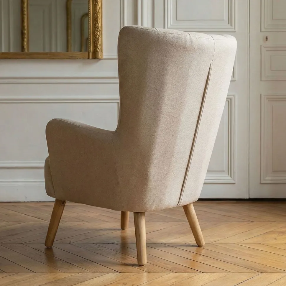 Fauteuil scandinave Vidal Beige