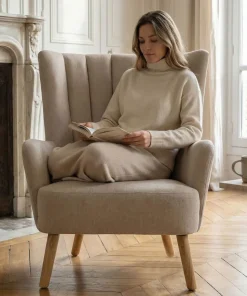 Fauteuil scandinave Vidal Beige