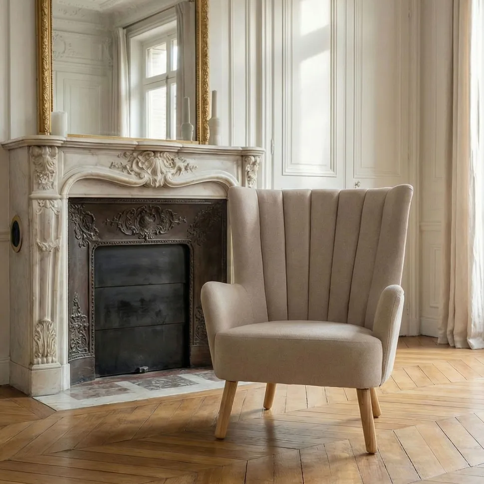 Fauteuil scandinave Vidal Beige