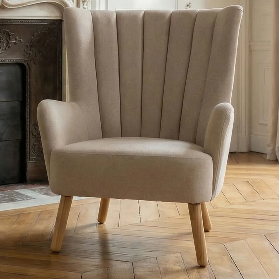 Fauteuil scandinave Vidal Beige