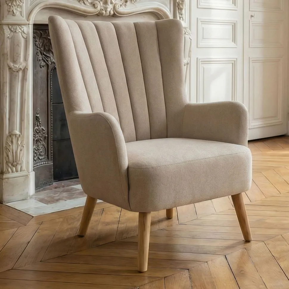 Fauteuil scandinave Vidal Beige