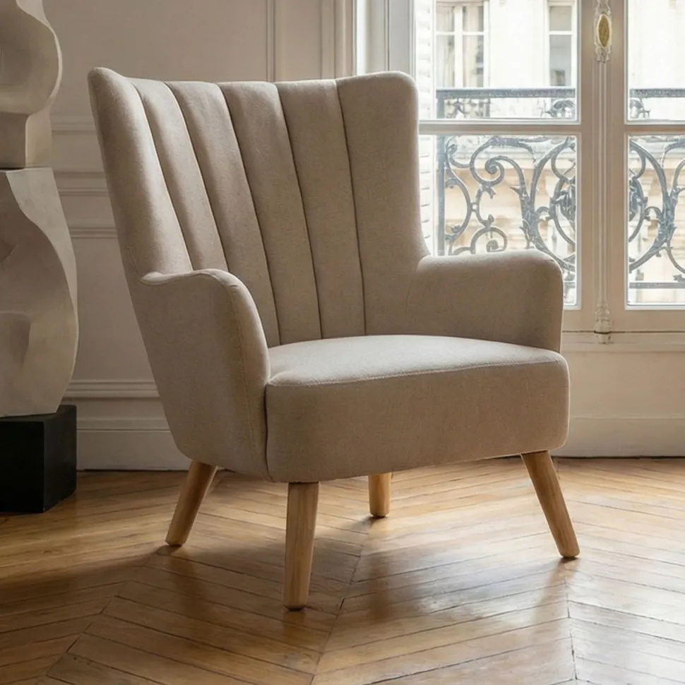 Fauteuil scandinave Vidal Beige