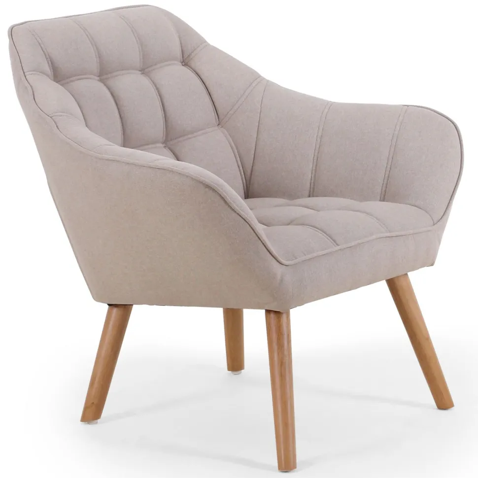 Fauteuil Scandinave Zentao Tissu Beige