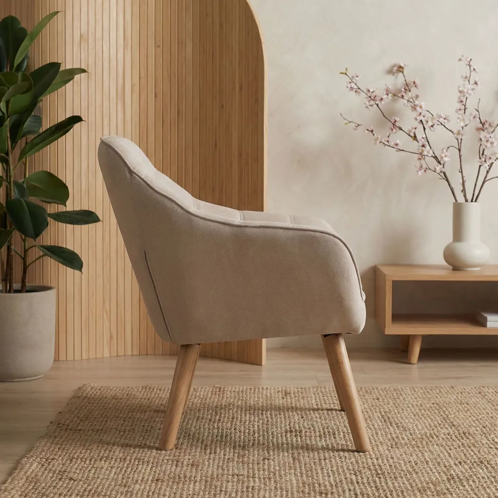 Fauteuil Scandinave Zentao Tissu Beige