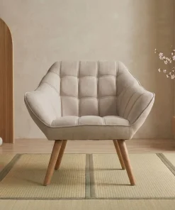 Fauteuil Scandinave Zentao Tissu Beige