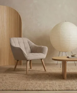 Fauteuil Scandinave Zentao Tissu Beige