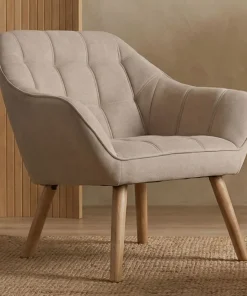 Fauteuil Scandinave Zentao Tissu Beige