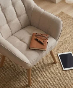 Fauteuil Scandinave Zentao Tissu Beige