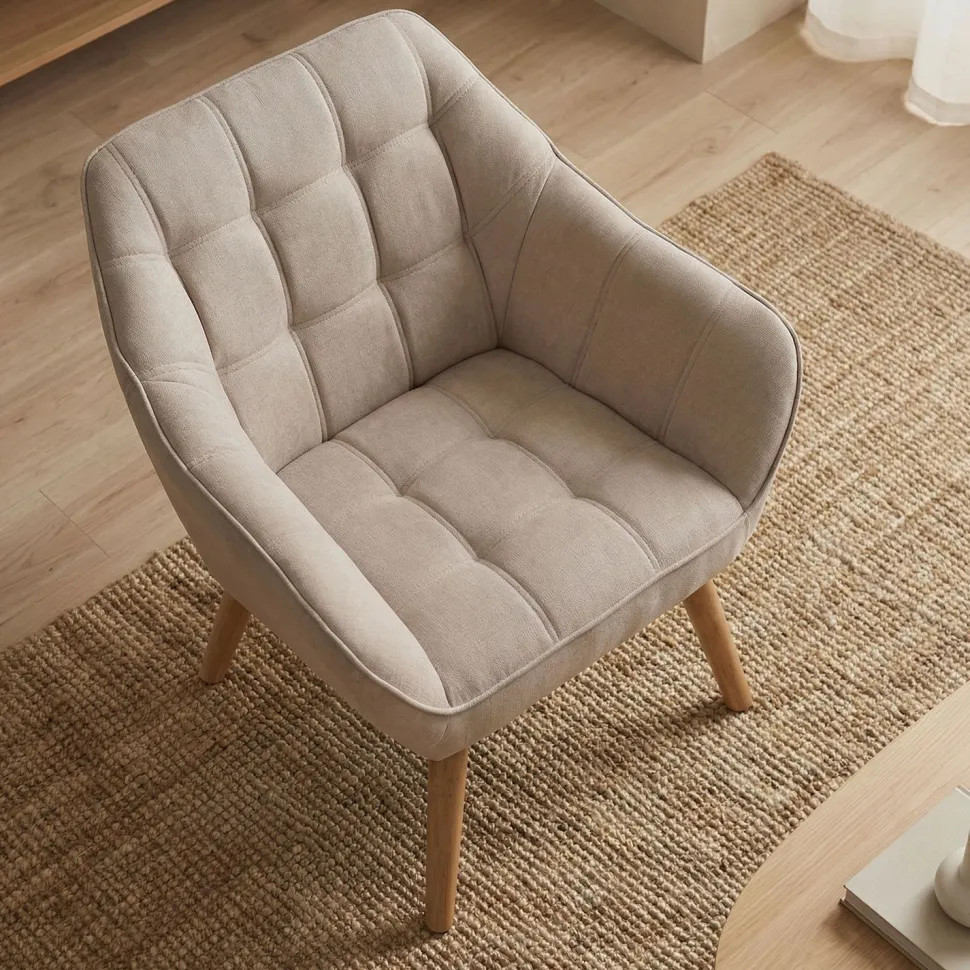 Fauteuil Scandinave Zentao Tissu Beige