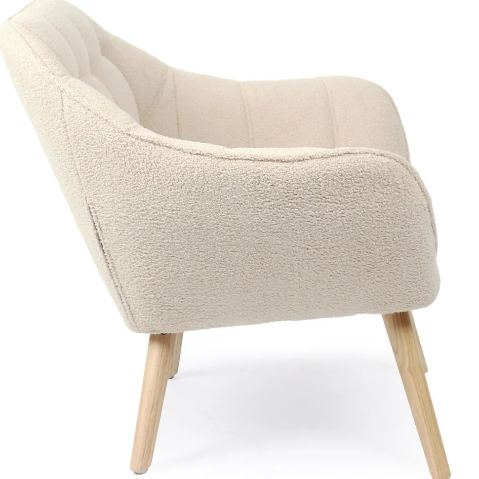 Fauteuil scandinave Zentao Tissu bouclette Beige