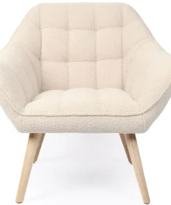 Fauteuil scandinave Zentao Tissu bouclette Beige