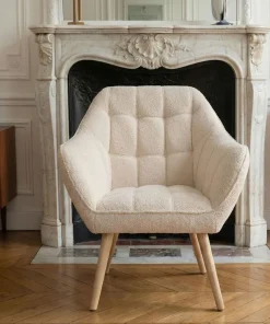 Fauteuil scandinave Zentao Tissu bouclette Beige
