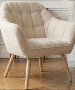 Fauteuil scandinave Zentao Tissu bouclette Beige