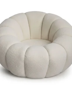 Fauteuil tournant design coquillage Arielina Tissu bouclette Beige