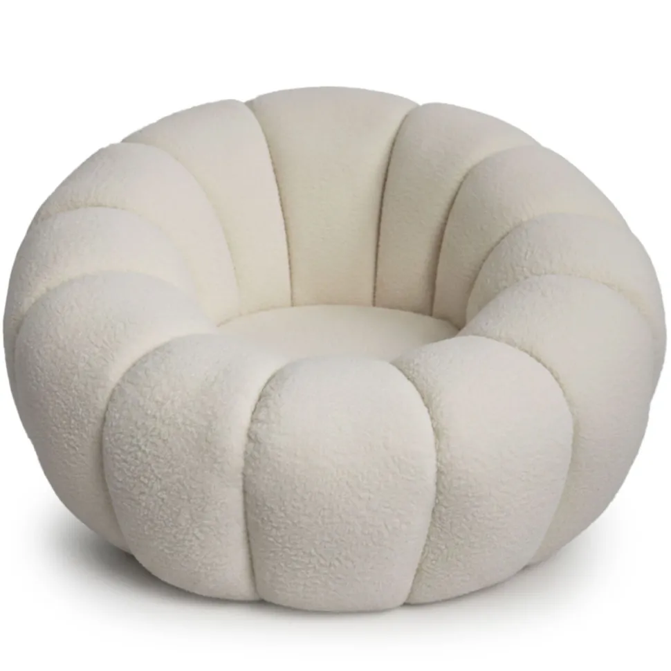 Fauteuil tournant design coquillage Arielina Tissu bouclette Beige
