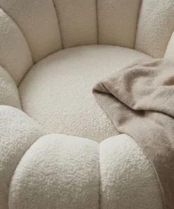 Fauteuil tournant design coquillage Arielina Tissu bouclette Beige