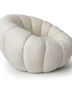 Fauteuil tournant design coquillage Arielina Tissu bouclette Beige