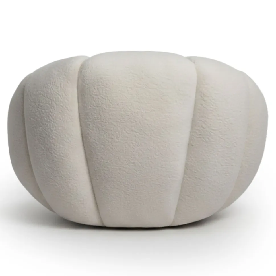 Fauteuil tournant design coquillage Arielina Tissu bouclette Beige