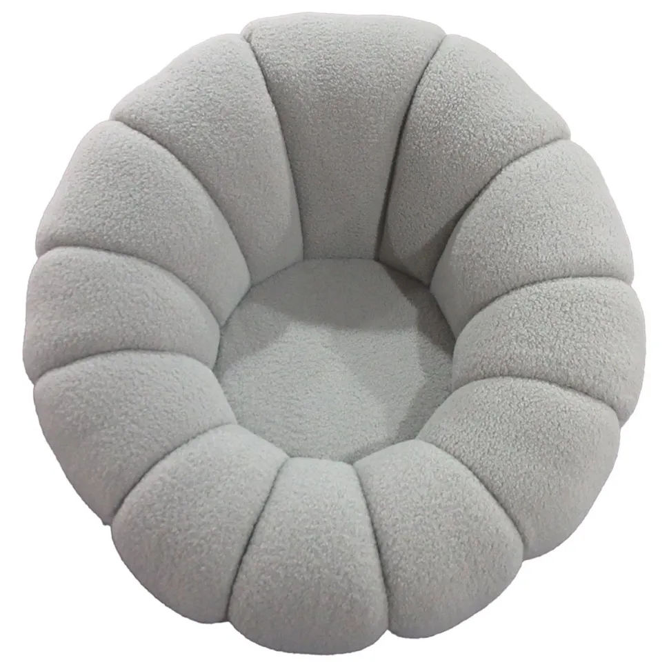 Fauteuil tournant design coquillage Arielina Tissu bouclette Gris