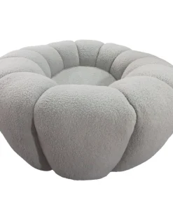 Fauteuil tournant design coquillage Arielina Tissu bouclette Gris