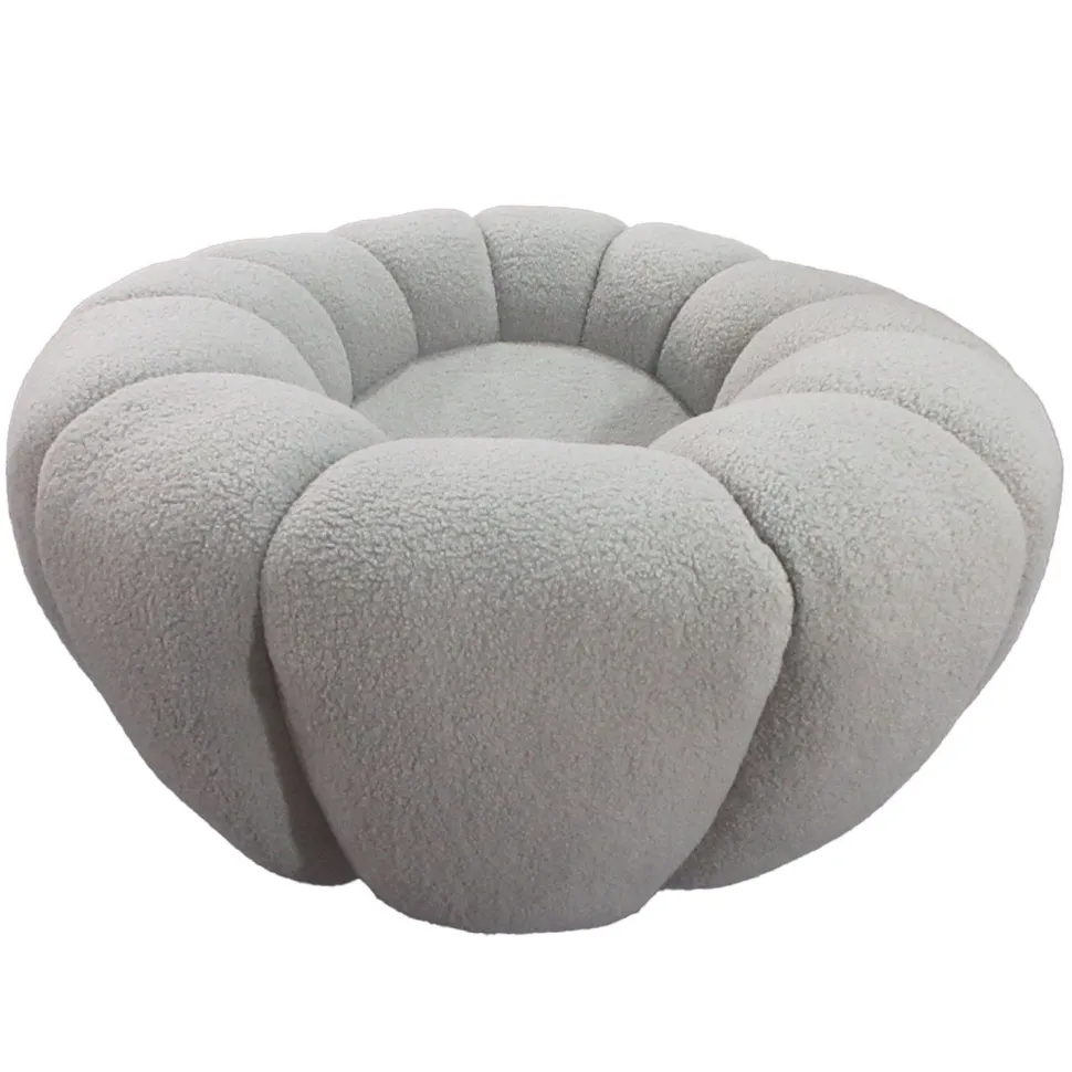 Fauteuil tournant design coquillage Arielina Tissu bouclette Gris
