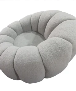 Fauteuil tournant design coquillage Arielina Tissu bouclette Gris