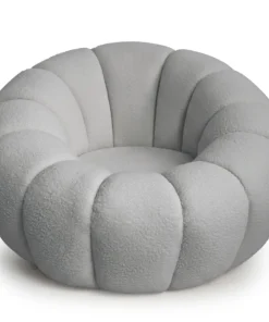 Fauteuil tournant design coquillage Arielina Tissu bouclette Gris