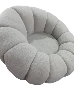Fauteuil tournant design coquillage Arielina Tissu bouclette Gris