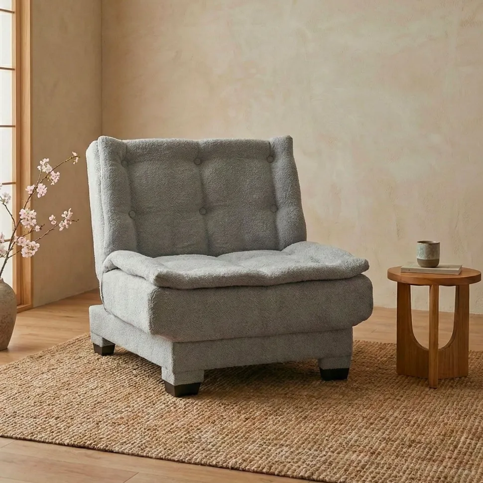 Fauteuil transformable en banquette Lefkada Tissu texturé Gris