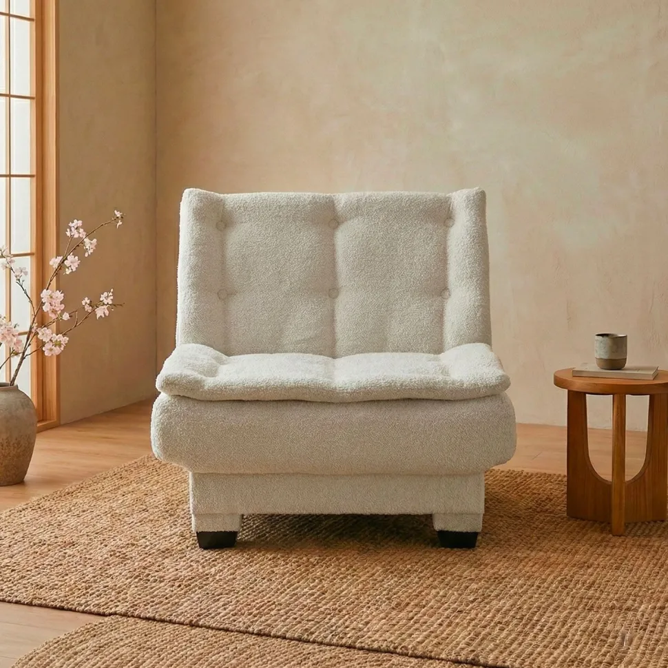 Fauteuil transformable en banquette Lefkada Tissu texturé Beige