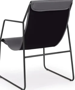 Fauteuil Ulysse Métal Noir et Simili Gris