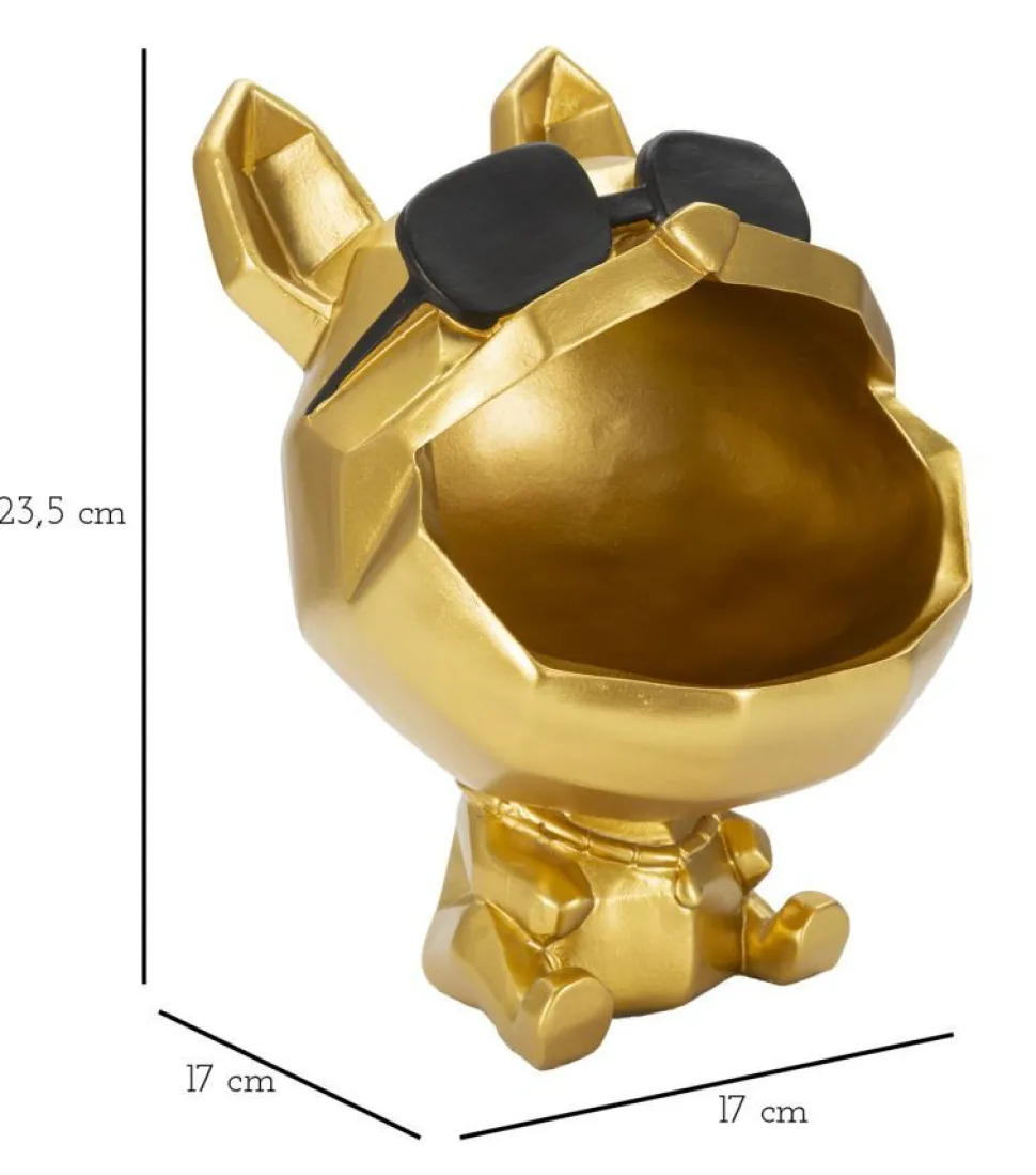 Figurine Chien design cartoon Polyrésine Noir et Or