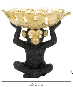 Figurine Singe porte-objets Polyrésine Noir feuille dorée