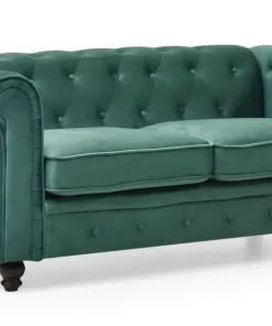 Grand canapé 2 places Chesterfield Velours Vert