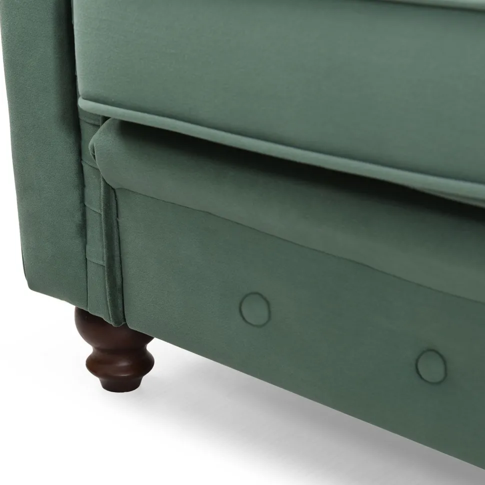 Grand canapé 2 places Chesterfield Velours Vert